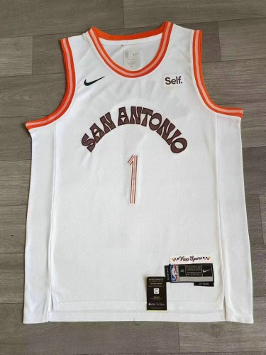 NBA 1 Wembanyama Spurs 23-24 city Maillot blanc brodé